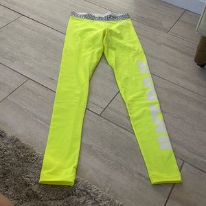 Nike Pro Highlighter Yellow Just Do It Leggings XS brand new